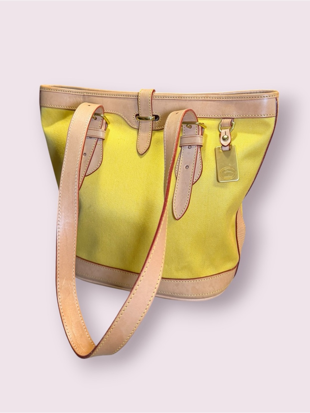 Dooney & Bourke Cabriolet and Vachetta Leather Yellow Bucket Shoulder Purse NEW - Picture 8 of 11